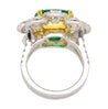 7.60 Carat Colombian Emerald GRS Certified Cushion Cut Minor Oil Diamond Ring