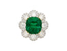 7.60 Carat Colombian Emerald GRS Certified Cushion Cut Minor Oil Diamond Ring-ASSAY