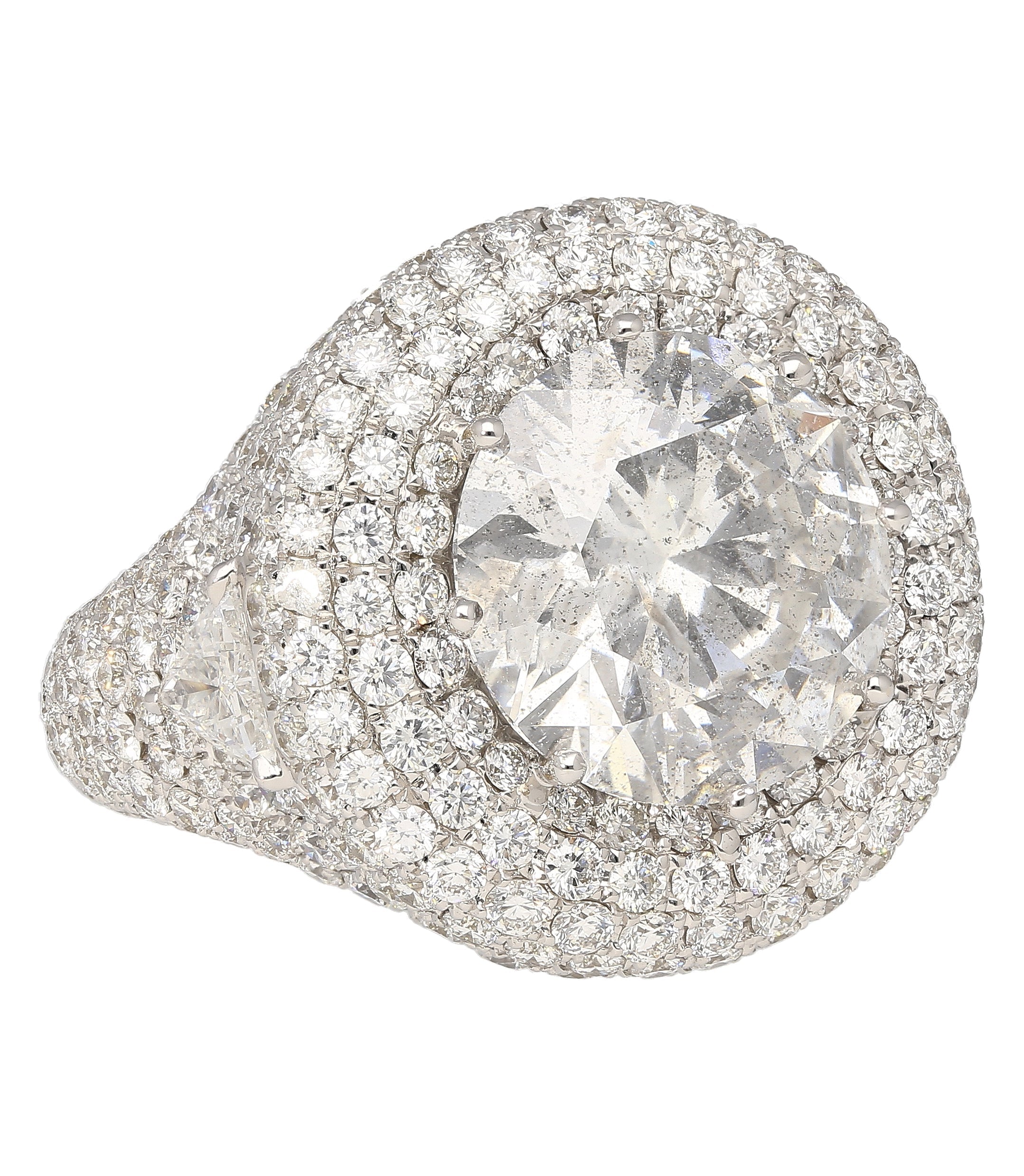 7.71 Carat Round Cut I2 Natural Diamond Cluster Ring in 18K White Gold-Engagement Ring-ASSAY