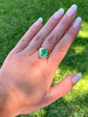 7.81 Carat Pear Shaped Cabochon Cut Natural Emerald & Diamond Ring in 18K Yellow Gold-Rings-ASSAY