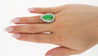 7.88 Carat Jade and Diamond Halo Ring in 18k White Gold-ASSAY