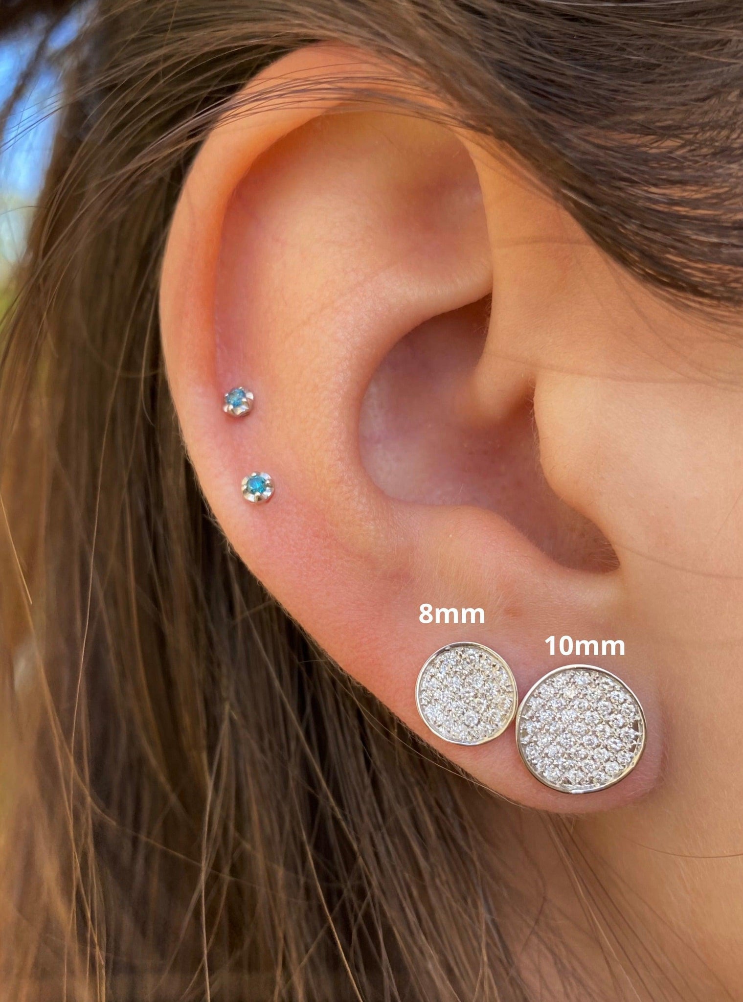 Circular Natural Diamond Cluster Stud Earrings in 18k white gold - ASSAY