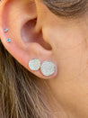 Circular Natural Diamond Cluster Stud Earrings in 18k white gold - ASSAY