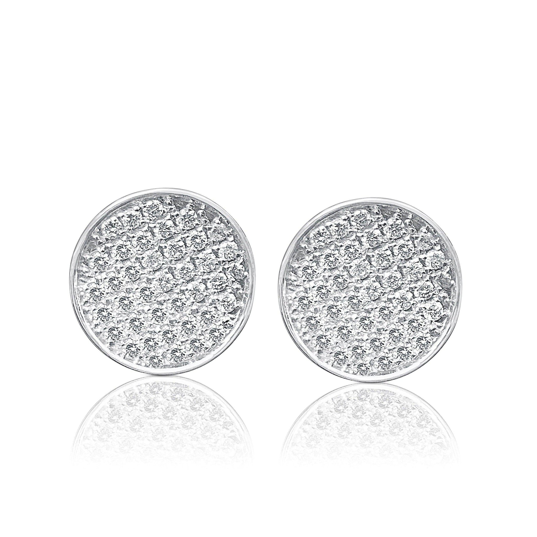 8MM-10MM Circular Round Diamond Cluster Disc Stud Earrings in 18k Whit –  ASSAY