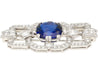 8.64 Carat AGL Certified Ceylon Cushion Cut Blue Sapphire and Diamond Brooch Pin