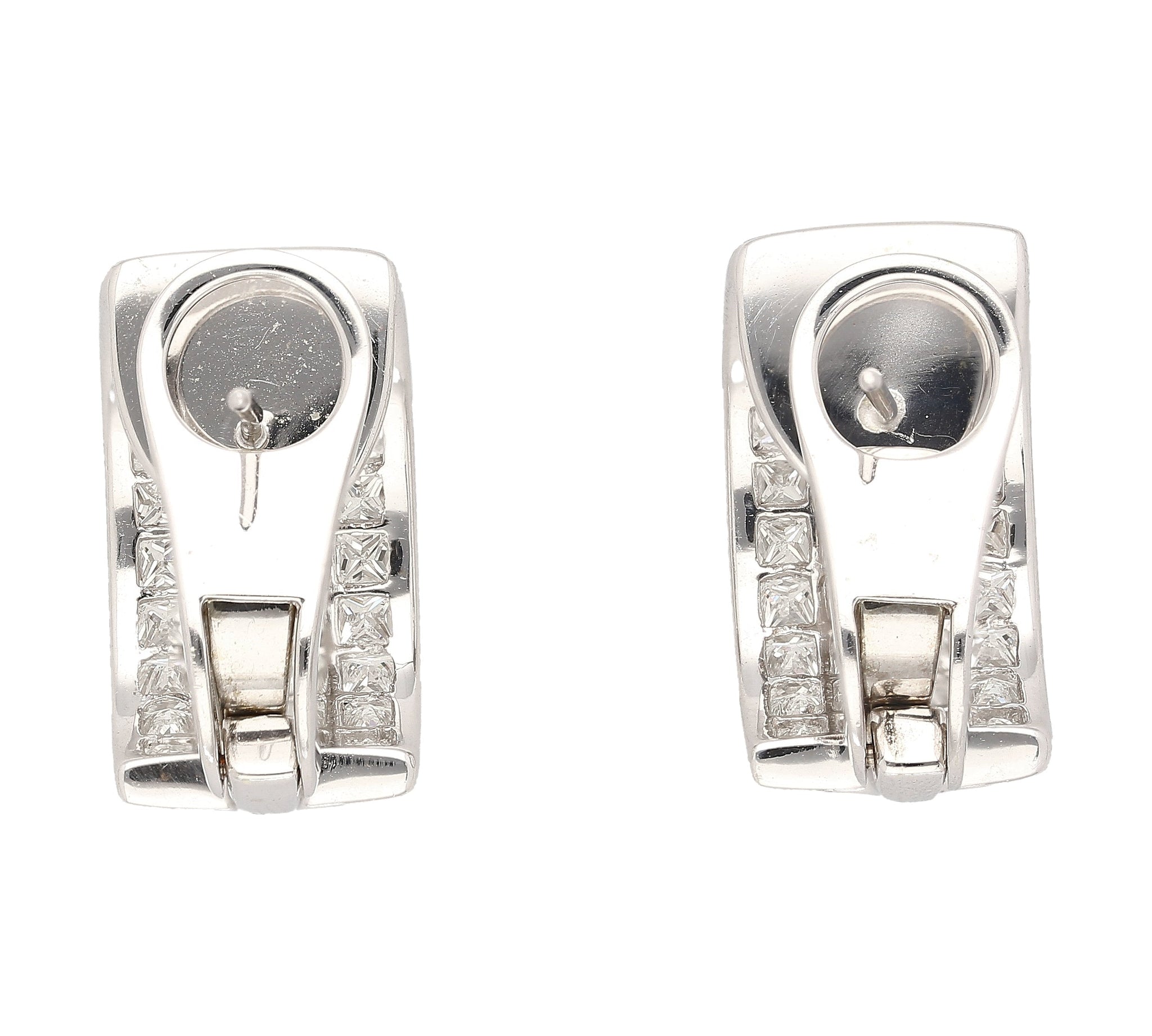 8.82 CTTW Princess Cut Natural Diamond Clip On Earrings in 18K White Gold