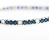 9 Carat Natural Blue Sapphire and Diamond Tennis Bracelet in 18K White Gold | 7 Inch 3MM Round Cut Sapphire & Diamond Tennis Bracelet-Bracelet-ASSAY