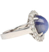 9.07 Carat Blue Star Sapphire & Diamond Halo Ring in 18K White Gold