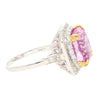 AGL Certified 10.88 Carat Cushion Cut Pink Sapphire & Diamond Halo Ring