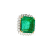 AGL Certified 13.49 Carat Minor Oil Colombian Emerald with Diamond Halo in Platinum Setting-Pendants-ASSAY