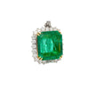 AGL Certified 13.49 Carat Minor Oil Colombian Emerald with Diamond Halo in Platinum Setting-Pendants-ASSAY
