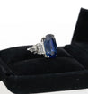 AGL Certified 13.81 Carat Ceylon No Heat Blue Sapphire Platinum Vintage Ring