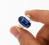 AGL Certified 13.81 Carat Ceylon No Heat Blue Sapphire Platinum Vintage Ring