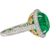AGL Certified 15 Carat Round Cut Colombian Emerald and Diamond Halo Ring-Rings-ASSAY