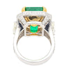 AGL Certified 15.78 Carat No Oil Emerald Cut Emerald and Half Moon Cut Diamond Ring in 18K Gold-Rings-ASSAY