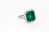 AGL Certified 16.46 Carat Minor Oil Vivid Colombian Emerald and Diamond Halo Ring-Rings-ASSAY
