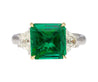 AGL Certified 2.44 Carat No Oil Colombian Emerald and Trapezoid Diamond Engagement Ring-Engagement Ring-ASSAY
