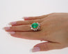 AGL Certified 6.79 Carat Minor Oil Colombian Emerald and Diamond 18K Gold Ring