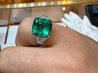 AGL Certified 8.01 Carat No Oil Colombian Emerald Vintage Platinum Ring