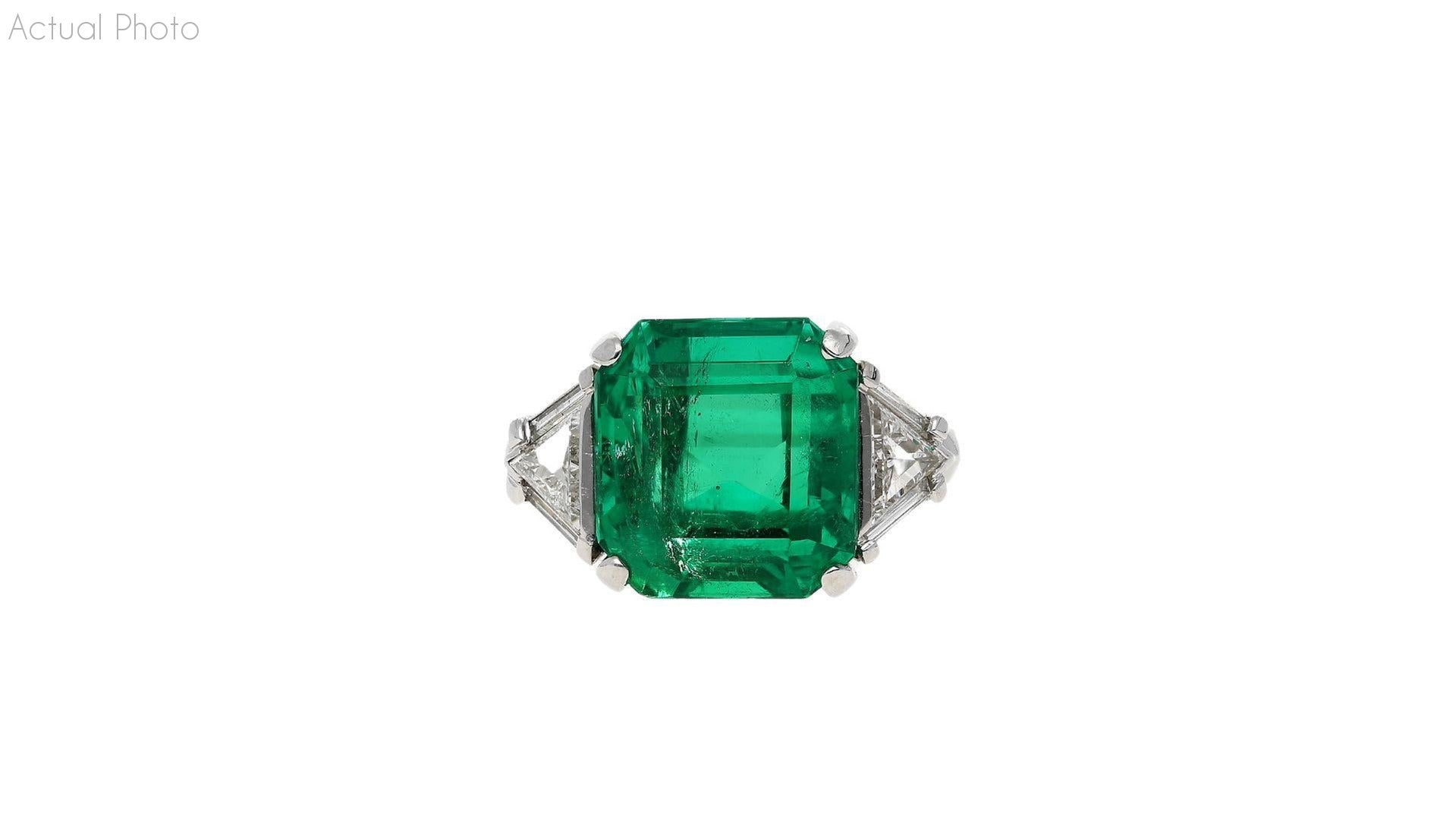 AGL Certified 8 Carat No Oil Colombian Emerald Vintage Platinum Ring ...