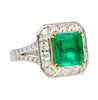 AGL Certified No Oil 2.54 Carat Colombian Emerald and Old French Cut Diamond Ring-Rings-ASSAY