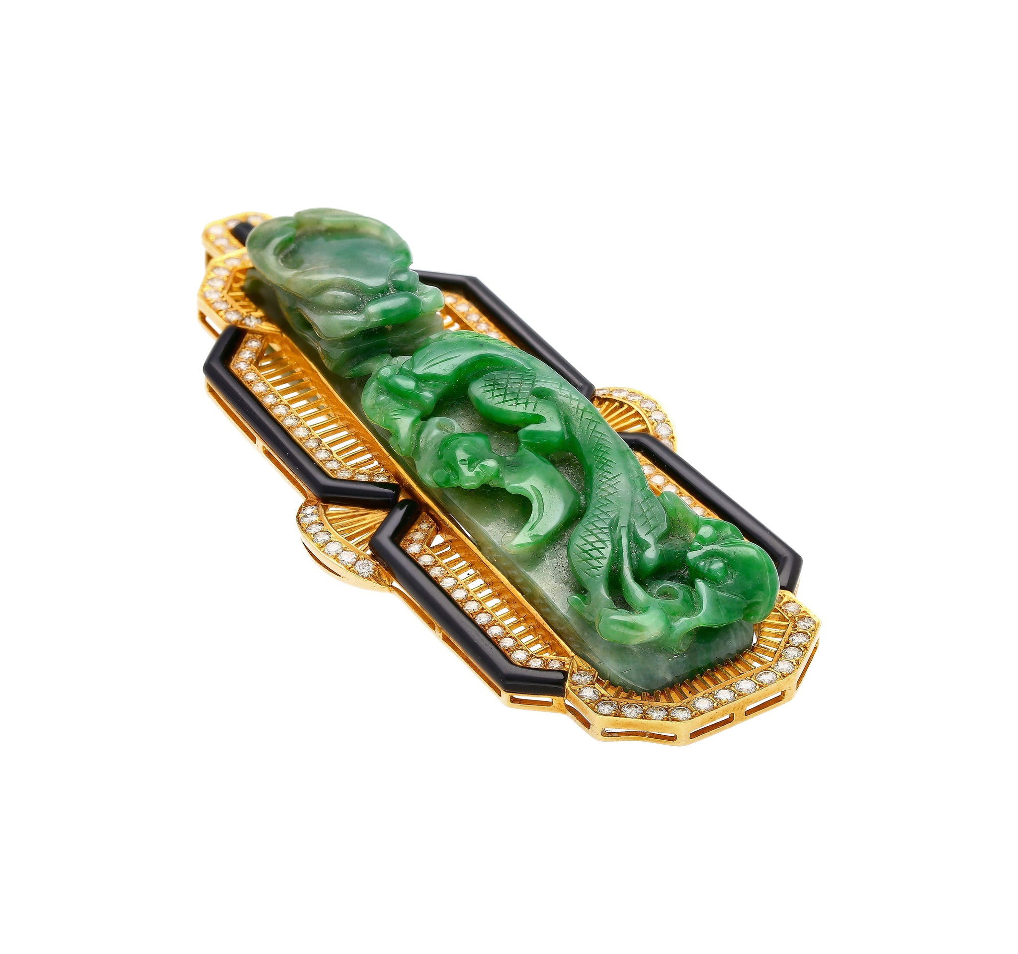 Antique Carved Grade A Jadeite Jade "Dragon Hook" Chinese Belt Buckle Pendant