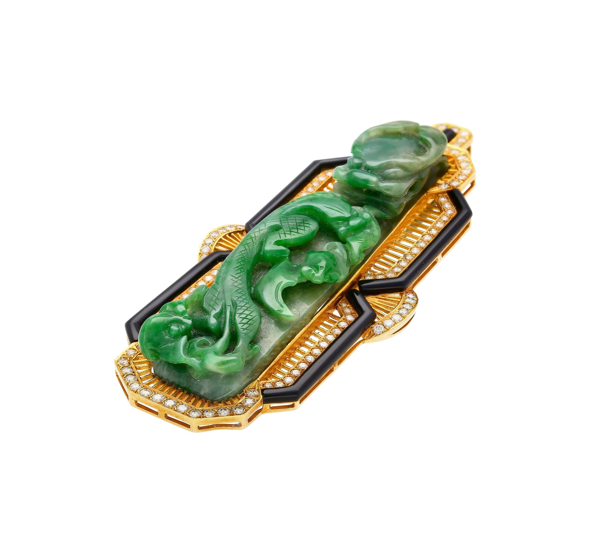 Antique Carved Grade A Jadeite Jade "Dragon Hook" Chinese Belt Buckle Pendant