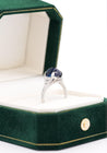 Antique Platinum 5.50 Carat Cabochon-Cut Ceylon Sapphire & Diamond Ring