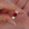 Antique Red Spinel and Old Mine Diamond 14K Yellow Gold Three-Stone Ring-Rings-ASSAY