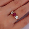Antique Red Spinel and Old Mine Diamond 14K Yellow Gold Three-Stone Ring-Rings-ASSAY