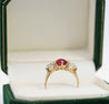 Antique Red Spinel and Old Mine Diamond 14K Yellow Gold Three-Stone Ring