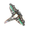 Antique Victorian Era 1800s Opal, Emerald, and Diamond Ring in Gold and Silver-Rings-ASSAY