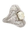 Art Deco 1.55 Carat Old European Cut Diamond Milgrain Filigree Platinum Ring-Rings-ASSAY