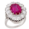 Art Deco AGL Certified 5.52 Carat Oval Cut Burma Ruby and Round Diamond Halo Ring-Rings-ASSAY
