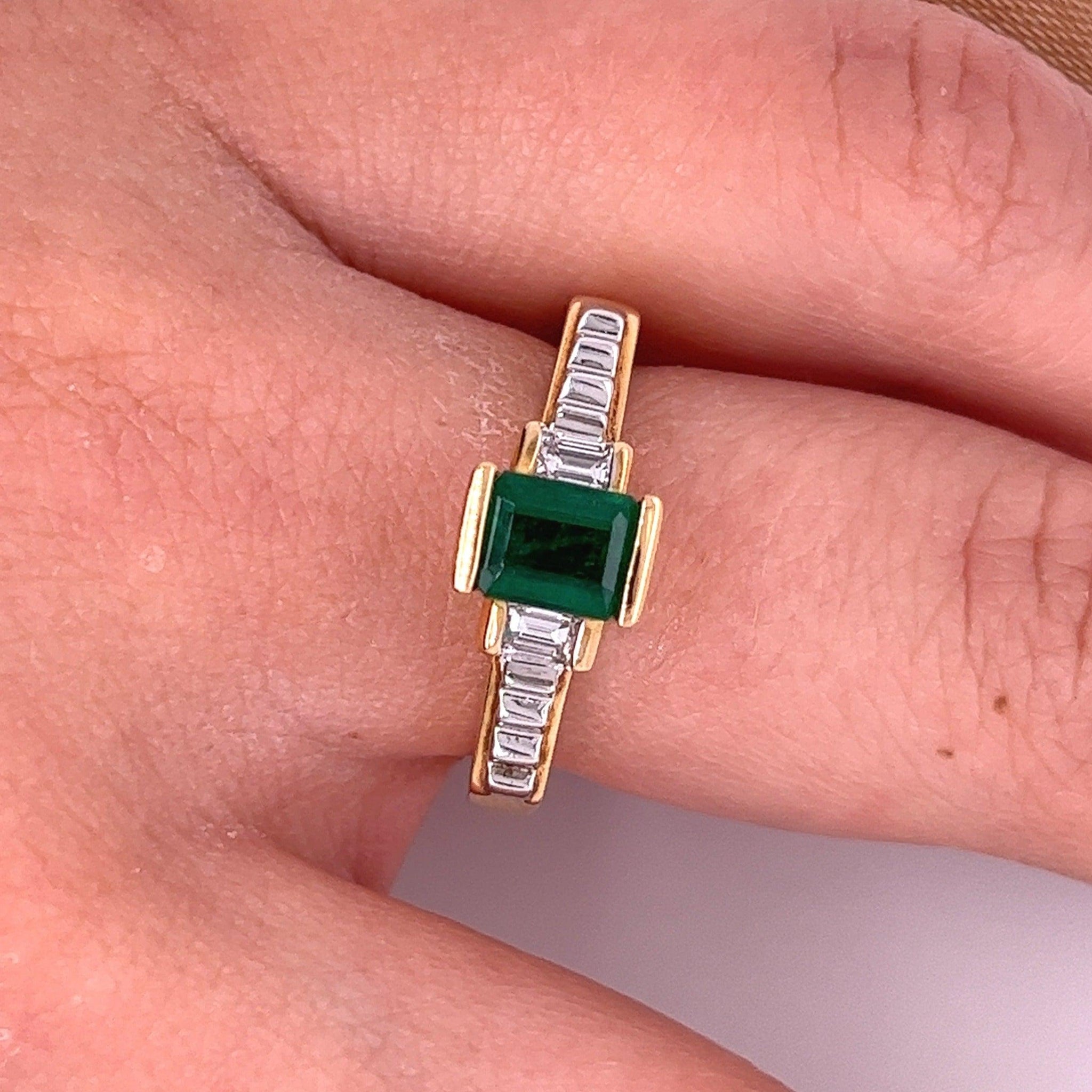 Art Deco Colombian Emerald Engagement Ring in 18k Gold-Assay Jewelers-ASSAY