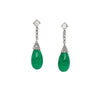 Art Deco Era 21 Carat Cabochon Pear Shape Emerald Drop Earrings | Circa 1940-Earrings-ASSAY