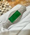 Art Deco Jadeite and Diamond Brooch Pin 18K White Gold-ASSAY
