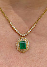 Art Deco Style Natural 1.33 Carat Emerald pendant in 18k solid gold - ASSAY