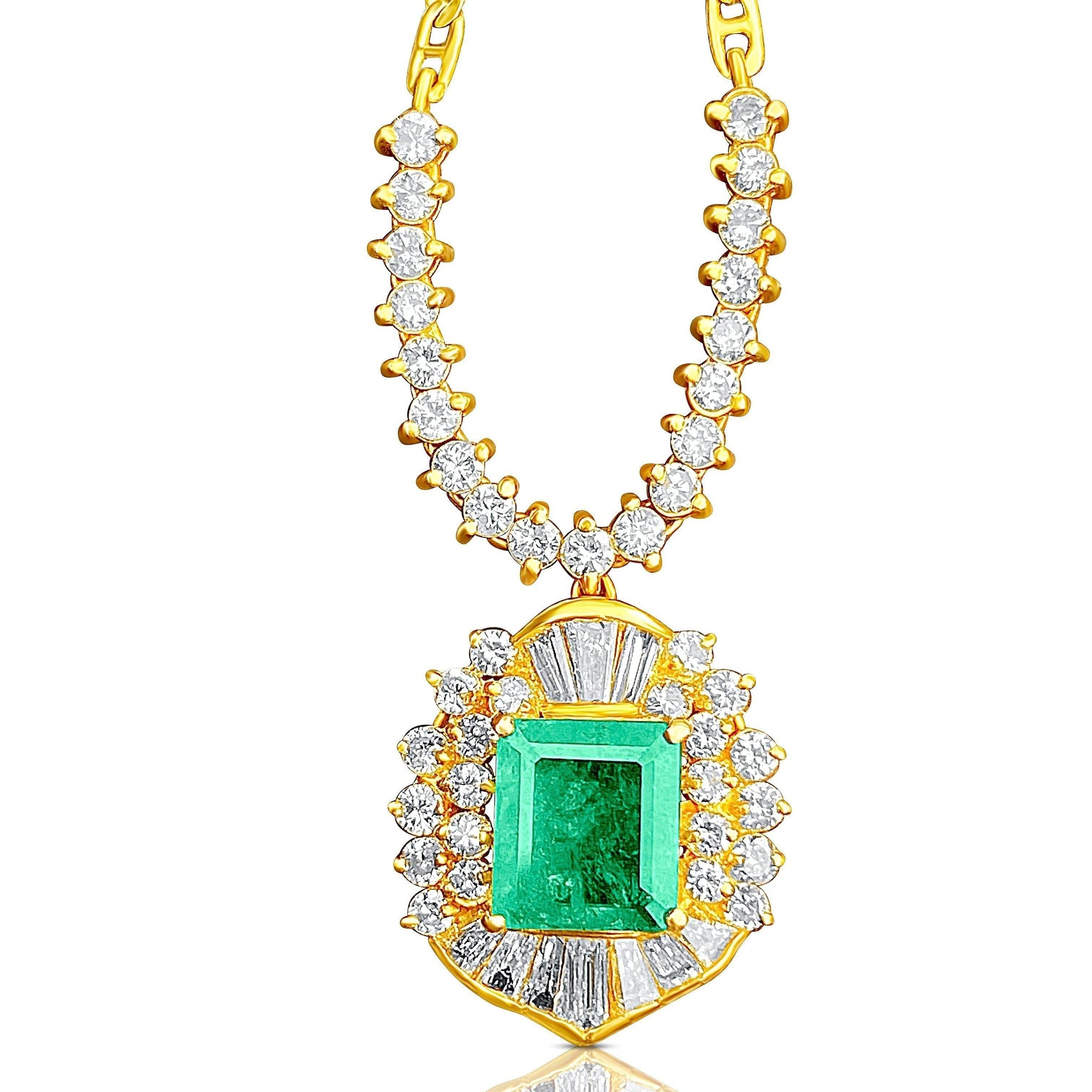 Art Deco Style Natural 1.33 Carat Emerald pendant in 18k solid gold - ASSAY