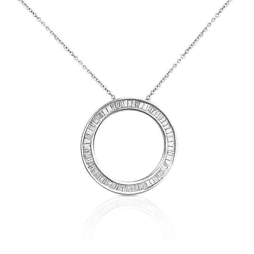 Baguette Cut Circle Diamond Pendant in 14k white gold - ASSAY