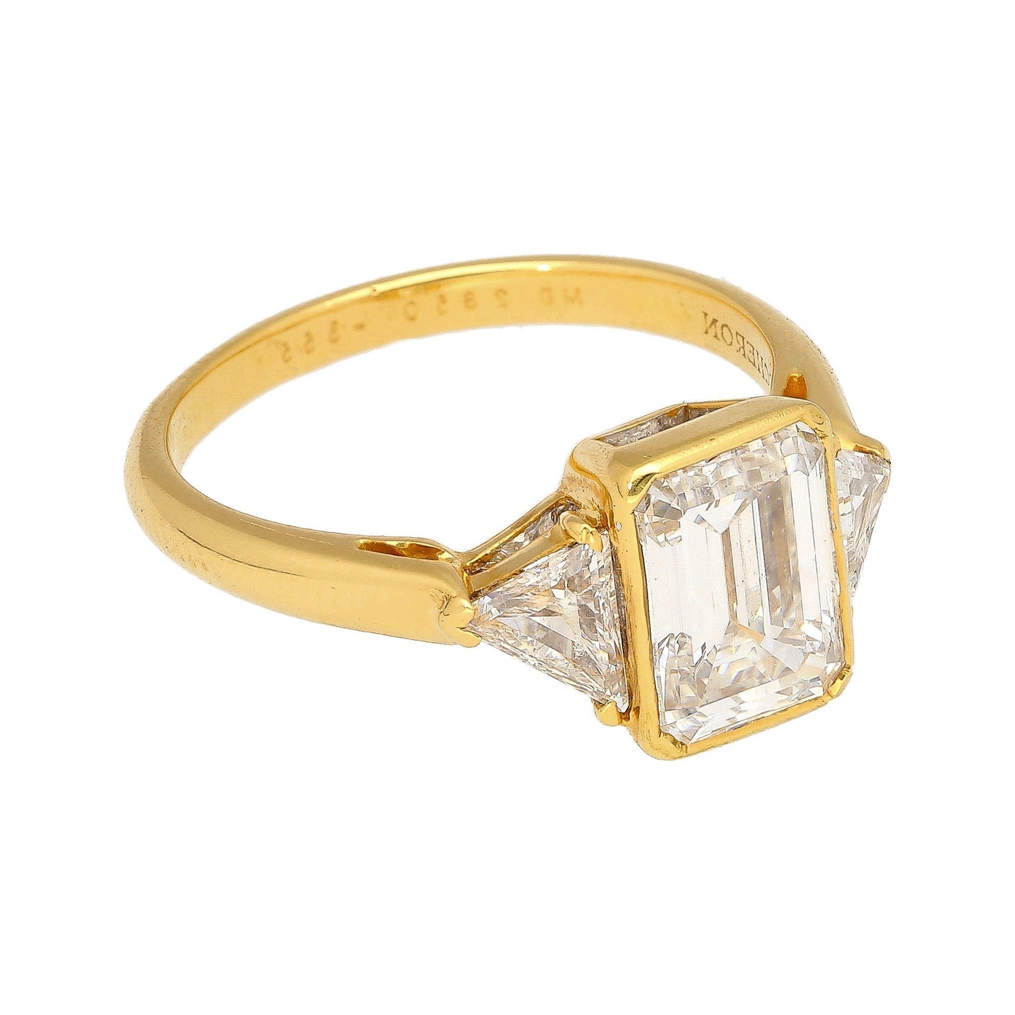 Signed Rings Boucheron Bezel Set GIA Certified 2.09 Carat Emerald Cut Diamond Ring ...