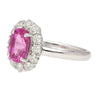 CGTL Certified 3.96 Carat Oval Cut Pink Sapphire and Diamond Halo Ring in 18k White Gold-Rings-ASSAY