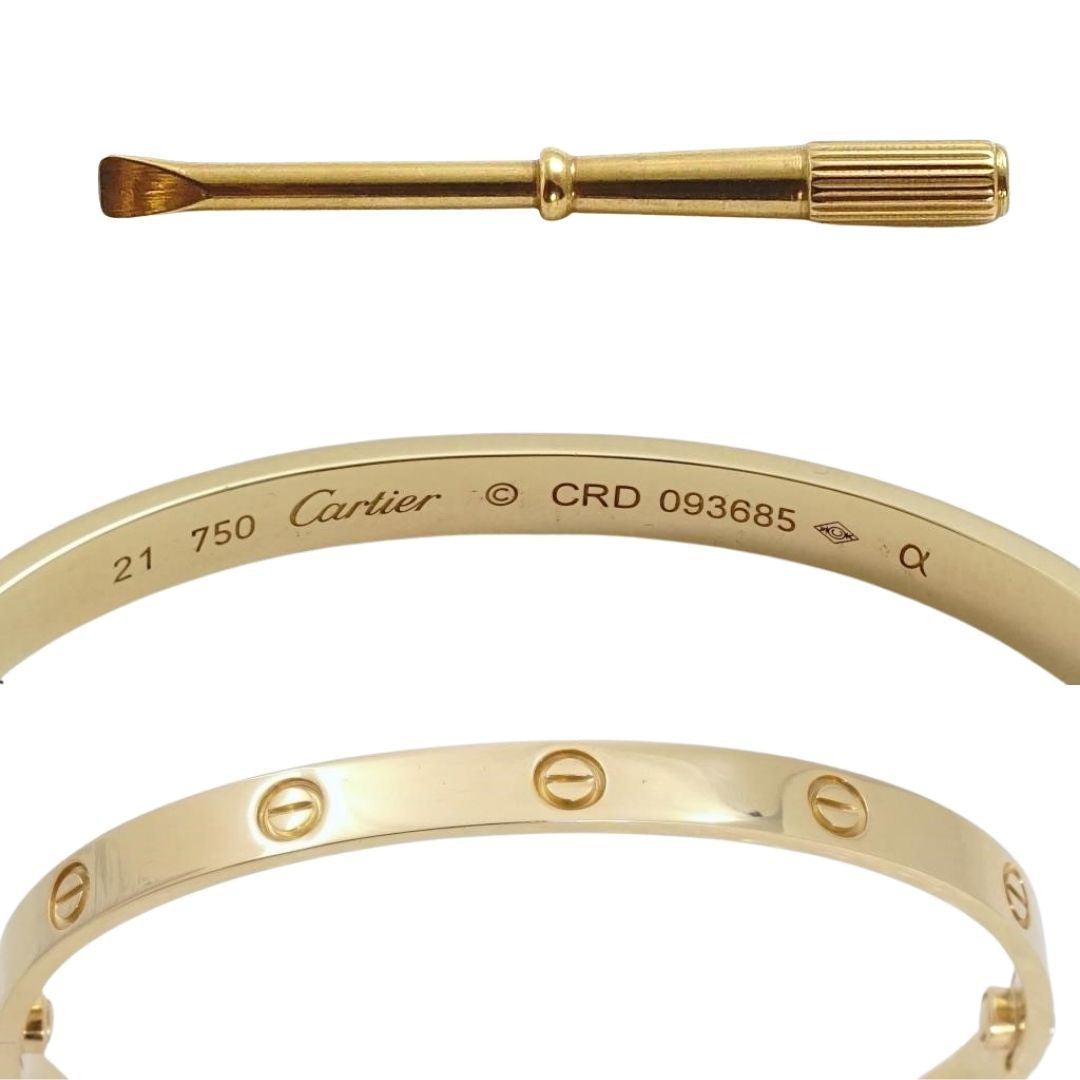 Cartier Love Bracelet in Yellow Gold, Size 21, with Original Cartier Box / Screw Tool - ASSAY