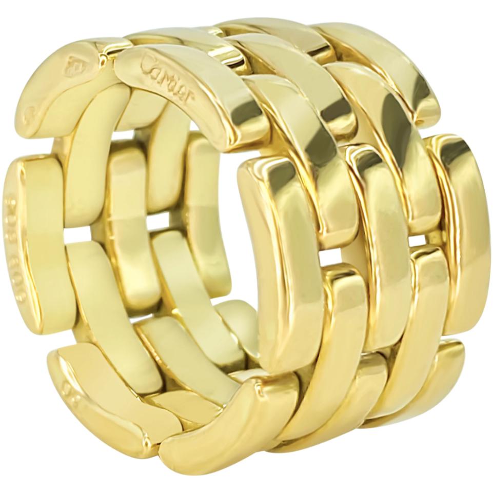 Cartier "Maillon" Panthere 5 Rows 18K Yellow Gold Ring - ASSAY