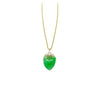 Carved Heart Jadeite Jade Two Bird Feeding Motif Pendant Necklace in 18k Yellow Gold-Necklace-ASSAY
