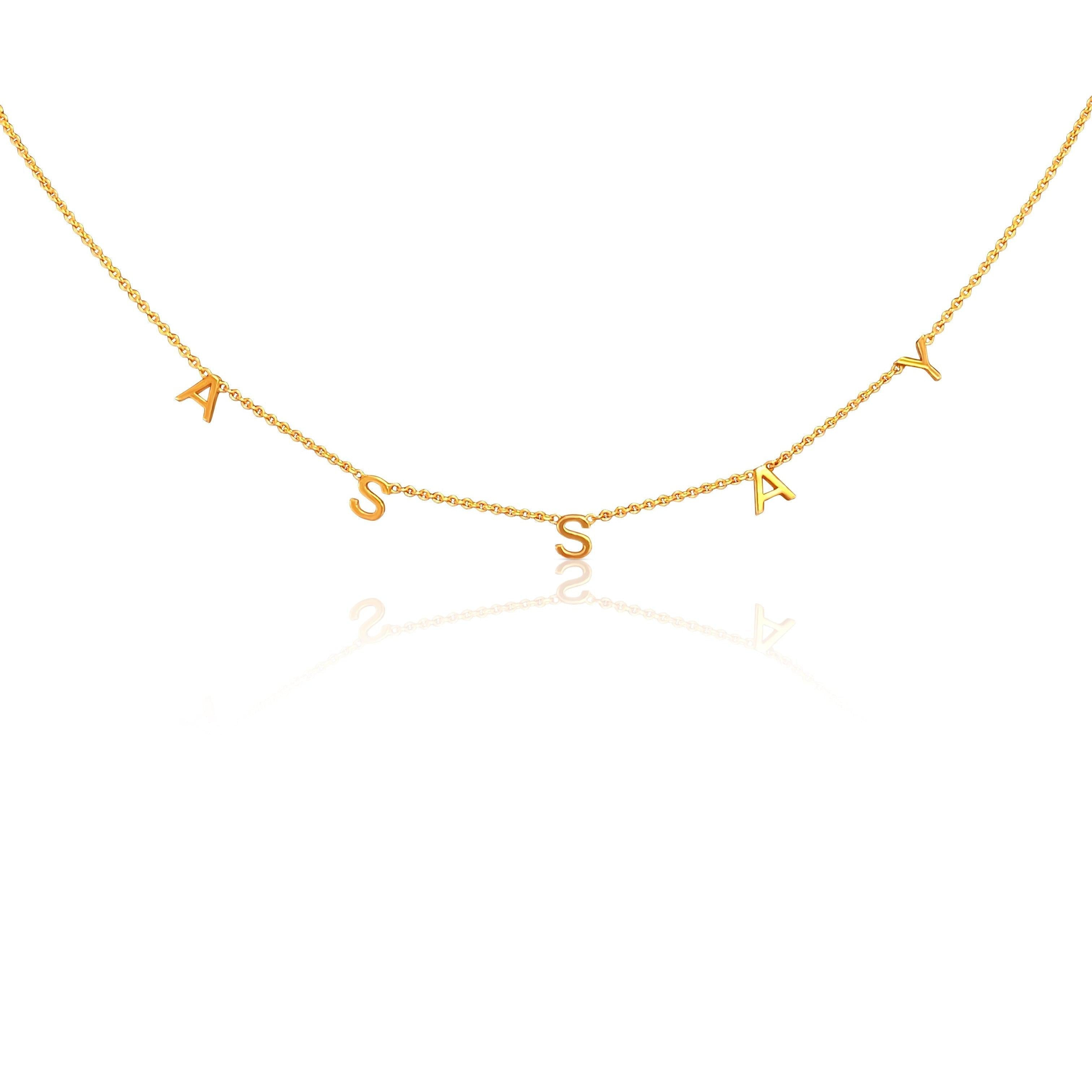 Personalized Name Necklace in 14k Solid Yellow Gold With Integrated Letters-ASSAY