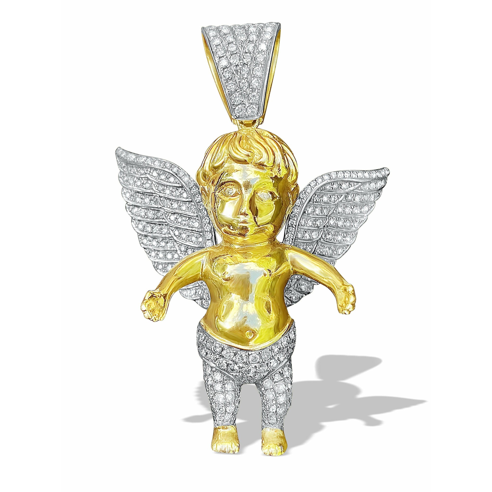 Diamond 10K Gold Cherub Angel Rosary Pendant - ASSAY