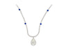 EGL Certified 5.02 Carat Pear Diamond Pendant and Diamond Halo & Sapphire Detail