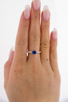 East West Oval Blue Sapphire and Diamond 18K White Gold Textured Ring-Rings-ASSAY