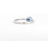 East West Natural Oval Cut Blue Sapphire and Diamond 18K White Gold Textured Ring-Rings-ASSAY